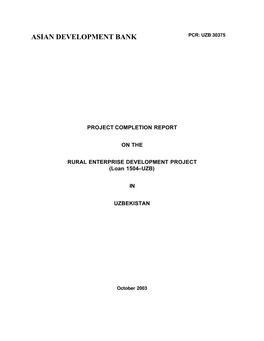 RURAL ENTERPRISE DEVELOPMENT PROJECT (Loan 1504–UZB)