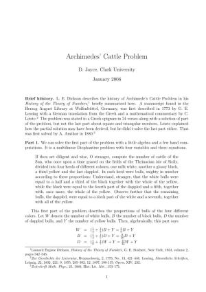 Archimedes' Cattle Problem