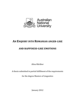 An Enquiry Into Romanian Anger‐Like