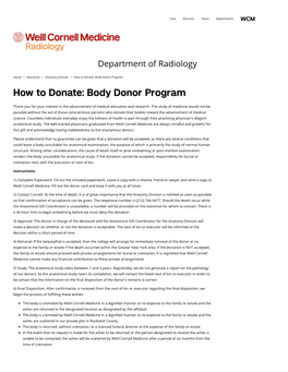 How to Donate: Body Donor Program