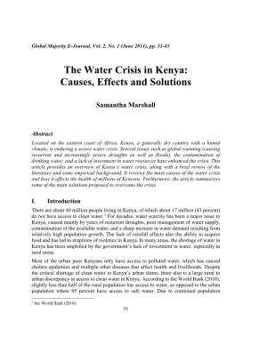 The Water Crisis in Kenya: Causes, Effects, and Solutions