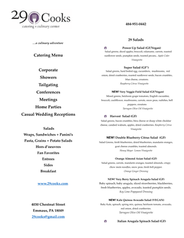 29 Cooks Full Catering Menu 2015 Revised Website Format