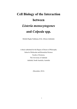 Cell Biology of the Interaction Between Listeria Monocytogenes and Colpoda Spp