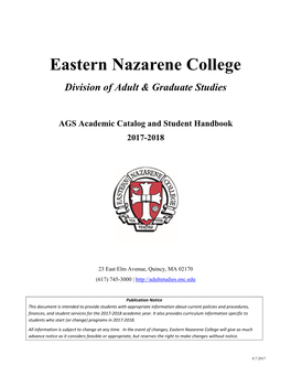Adult & Graduate Studies Catalog 2017