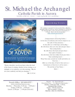 St. Michael the Archangel Catholic Parish in Aurora Nǟǧǖǝǒǖǣ 29, 2020  1Ǣǥ Sǥǟǔǒǩ Ǟǖ Aǔǧǖǟǥ 