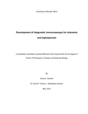 Development of Diagnostic Immunoassays for Tularemia and Leptospirosis