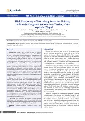 High Frequency of Multidrug Resistant Urinary Isolates in Pregnant