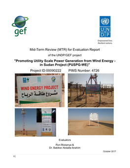 Utility Scale Power Generation from Wind Energy - in Sudan Project (PUSPG-WE)"