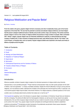 Religious Mobilization and Popular Belief