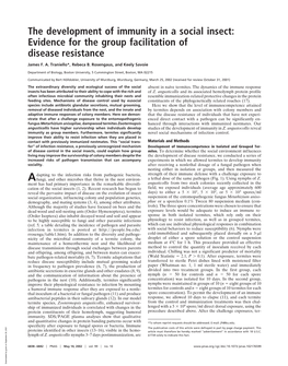 The Development of Immunity in a Social Insect: Evidence for the Group Facilitation of Disease Resistance