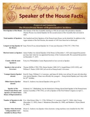 Speaker of the House Facts
