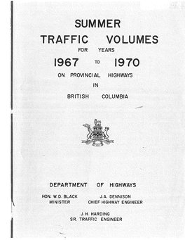 1967 to 1970 Summer Traffic Volumes