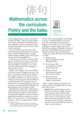 Mathematics Across the Curriculum: Poetry and the Haiku