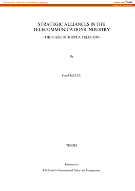 Strategic Alliances in the Telecommunications Industry - the Case of Korea Telecom