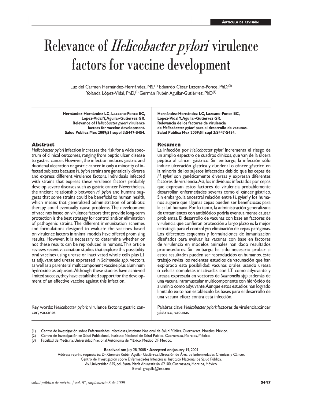 Relevance of Helicobacter Pylori Virulence Factors for Vaccine Development