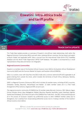 Eswatini Intra-Africa Trade and Tariff Profile August 2018