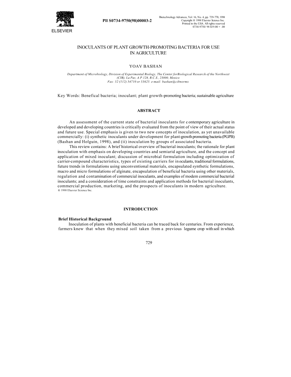 Inoculants of Plant Growth-Promoting Bacteria for Use in Agriculture