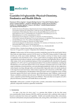 Cyanidin-3-O-Glucoside: Physical-Chemistry, Foodomics and Health Effects