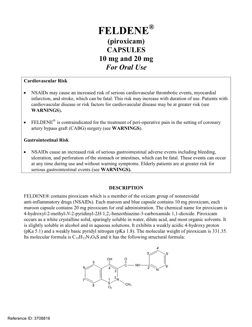 FELDENE (Piroxicam) in Pregnant Women