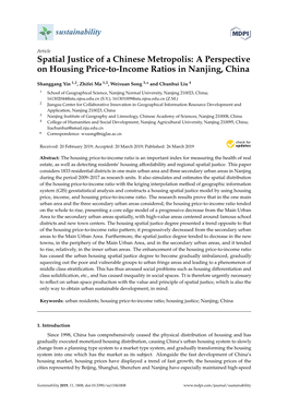 A Perspective on Housing Price-To-Income Ratios in Nanjing, China