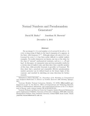 Normal Numbers and Pseudorandom Generators∗