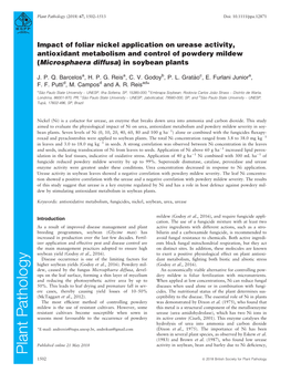 Impact of Foliar Nickel Application on Urease Activity, Antioxidant Metabolism and Control of Powdery Mildew (Microsphaera Diffusa) in Soybean Plants