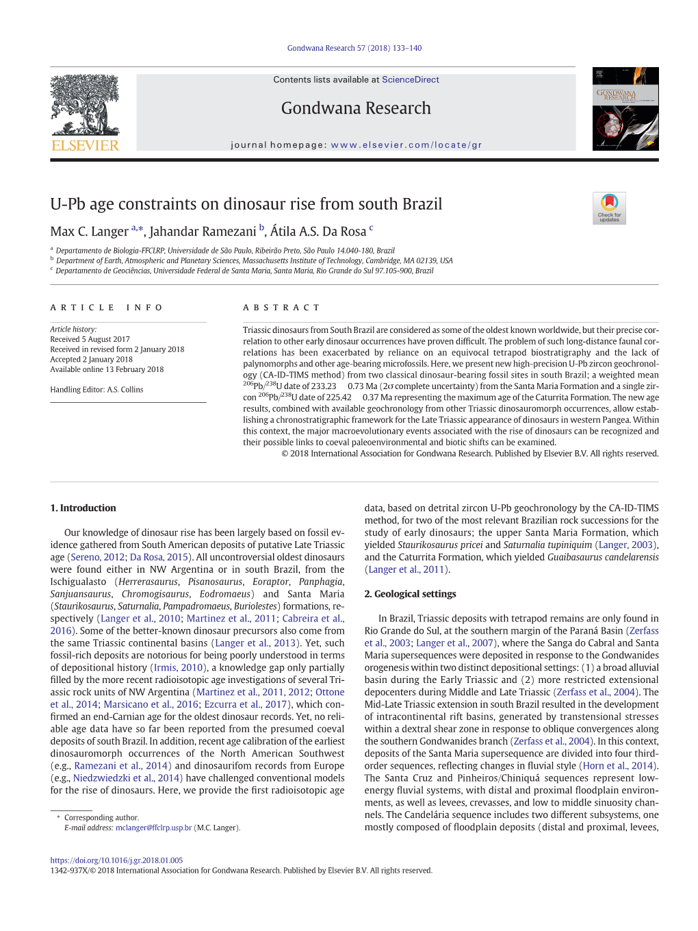 U-Pb Age Constraints on Dinosaur Rise from South Brazil