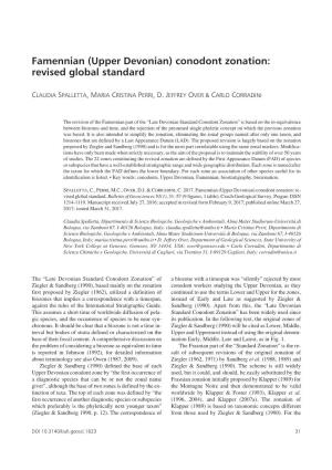 (Upper Devonian) Conodont Zonation: Revised Global Standard