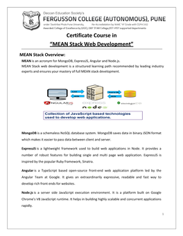 Certificate Course in “MEAN Stack Web Development”