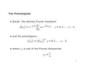 The Periodogram • Recall: the Discrete Fourier Transform D Ωj = N Xte , J = 0