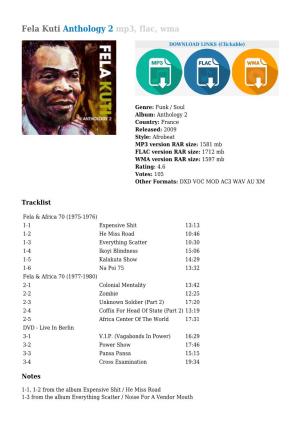Fela Kuti Anthology 2 Mp3, Flac, Wma
