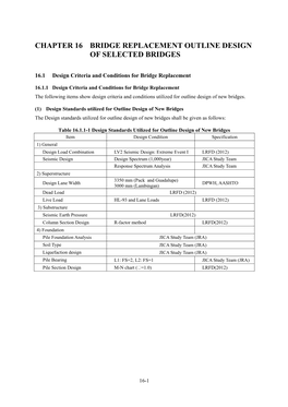 Chapter 16 Bridge Replacement Outline Design of Selected Bridges