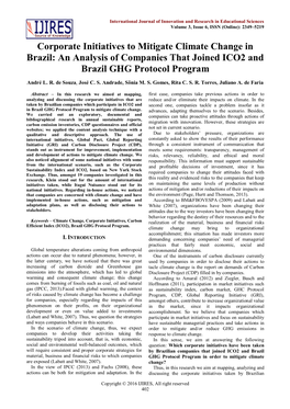 Corporate Initiatives to Mitigate Climate Change in Brazil: an Analysis of Companies That Joined ICO2 and Brazil GHG Protocol Program