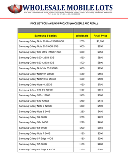 Samsung Products (Wholesale and Retail)