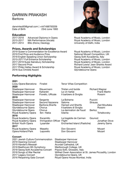 Darwin Prakash CV July 2021