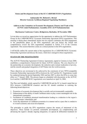 1 Status and Development Issues of the EC-CARIFORUM EPA