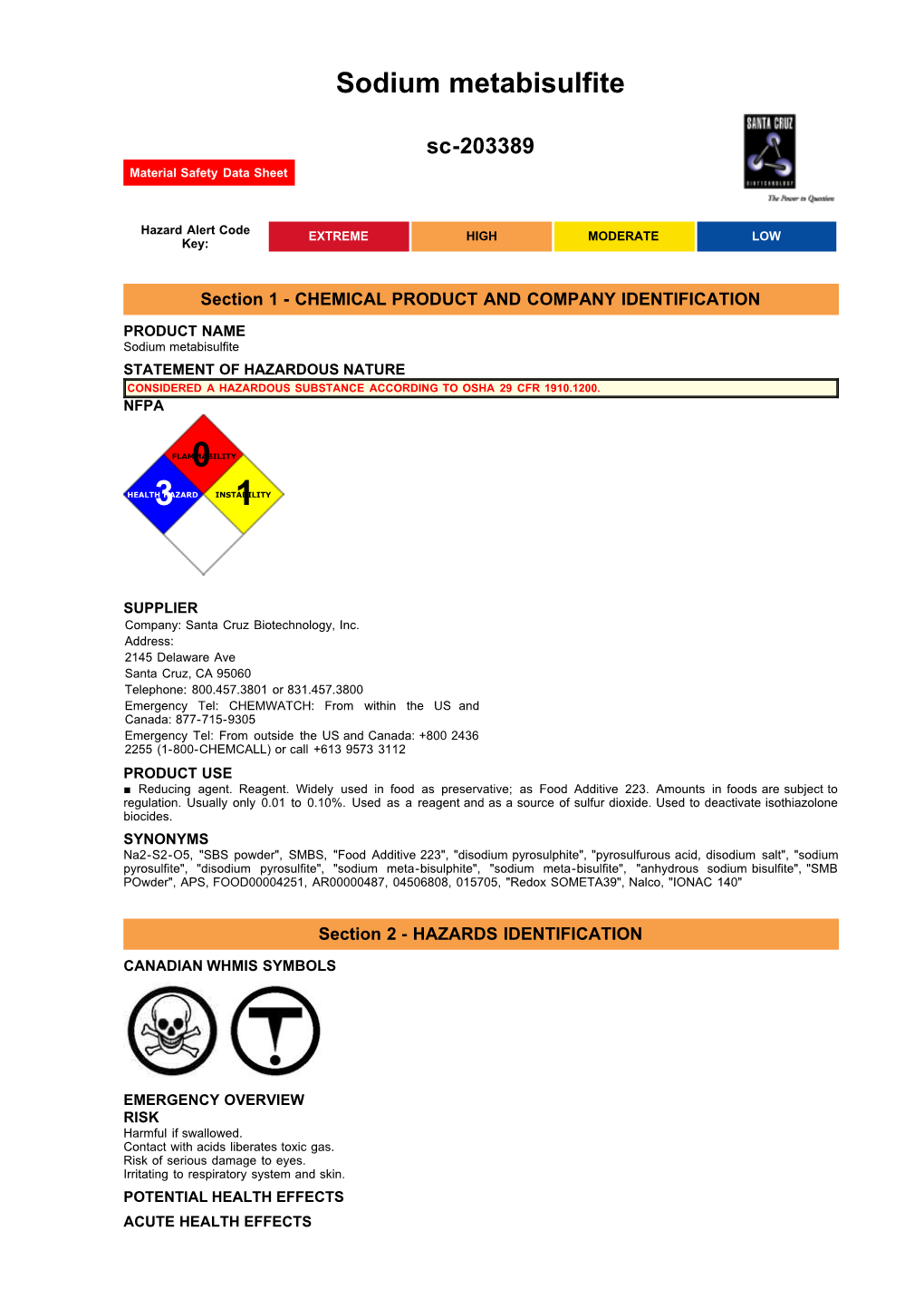 Sodium Metabisulfite