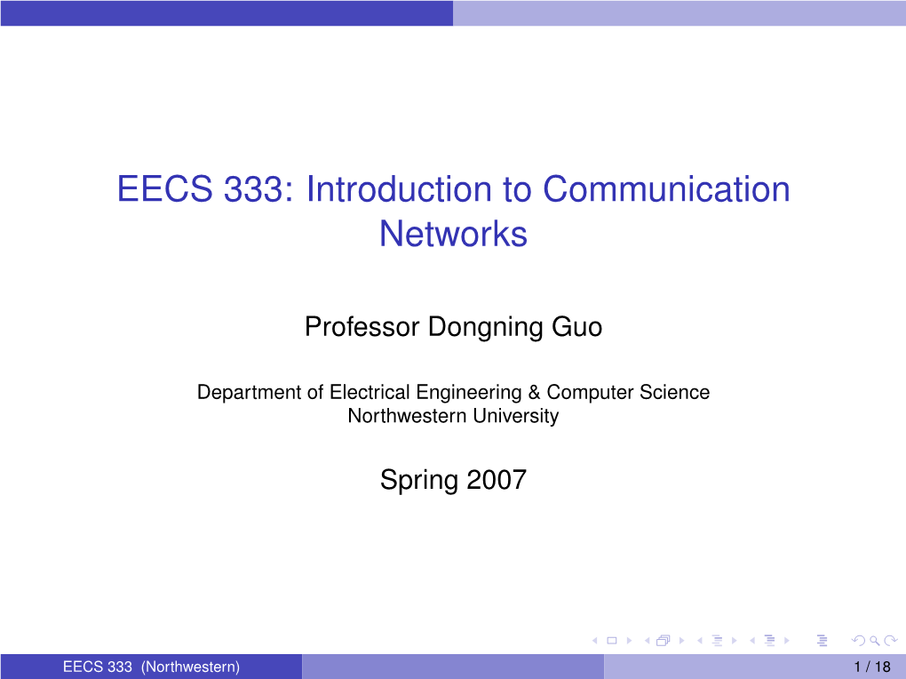 EECS 333: Introduction to Communication Networks