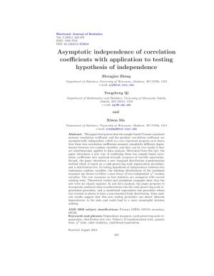 Asymptotic Independence of Correlation Coefficients With