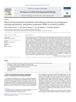 Effects of Environmental Enrichment and Voluntary Exercise on Neurogenesis