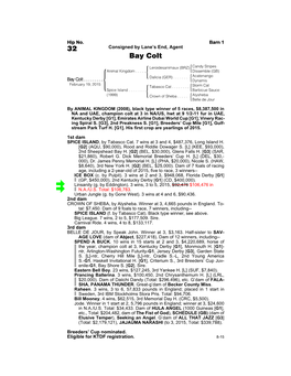32 Consigned by Lane’S End, Agent Bay Colt