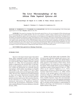 The Liver Micromorphology of the African Palm Squirrel Epixerus Ebii
