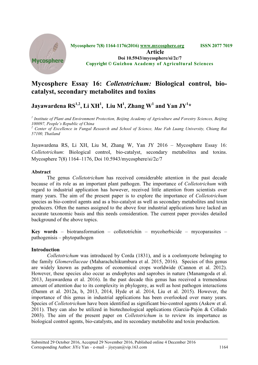 Colletotrichum: Biological Control, Bio- Catalyst, Secondary Metabolites and Toxins