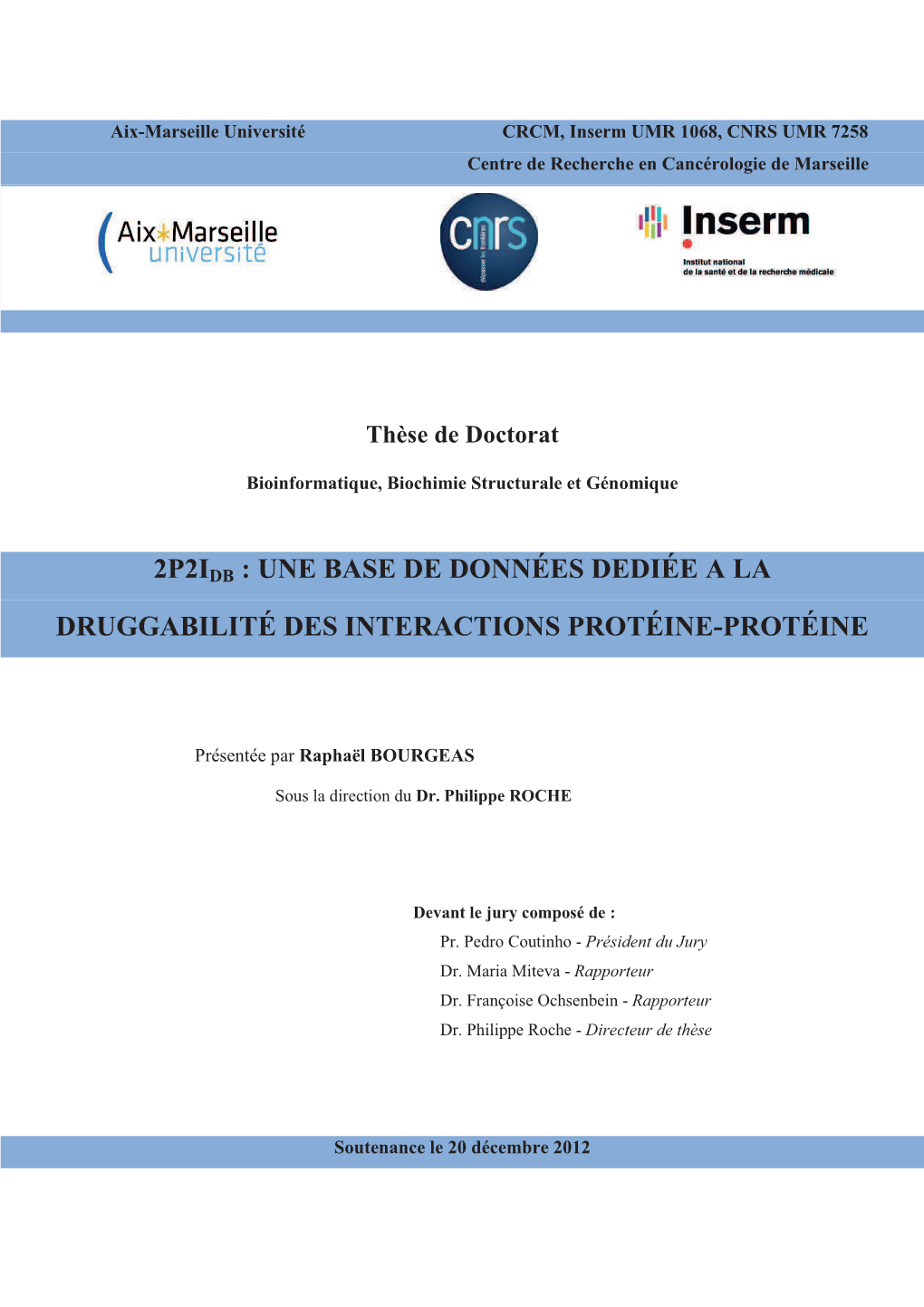 2P2idb : Une Base De Données Dediée a La Druggabilité Des