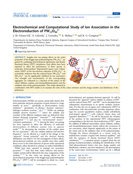 Electrochemical and Computational Study of Ion Association in the 3− Electroreduction of PW12O40 J