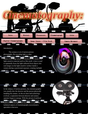 Intro History Precursors Cinematograph Y Camera