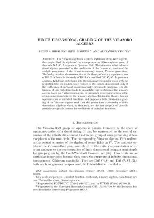 Finite Dimensional Grading of the Virasoro Algebra 1