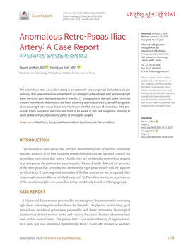 Anomalous Retro-Psoas Iliac Artery Is an Extremely Rare Congenital Iliolumbar Vascular ( Anomaly