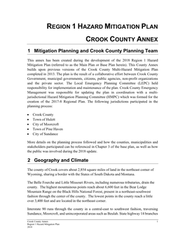 Crook County Hazard Mitigation Plan for Inclusion in the 2018 Regional Hazard Mitigation Plan
