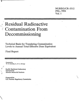 Residual Radioactive Contamination from Decommissioning